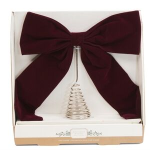 Burgundy Velvet Bow Christmas Tree Topper Wellesley Manor Santa  NEW